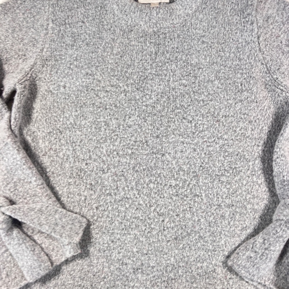 J.O.A. Gray Marled Knit Bell Tie Sleeve Mock Neck Oversized Hi Low Sweater large - Picture 4 of 13